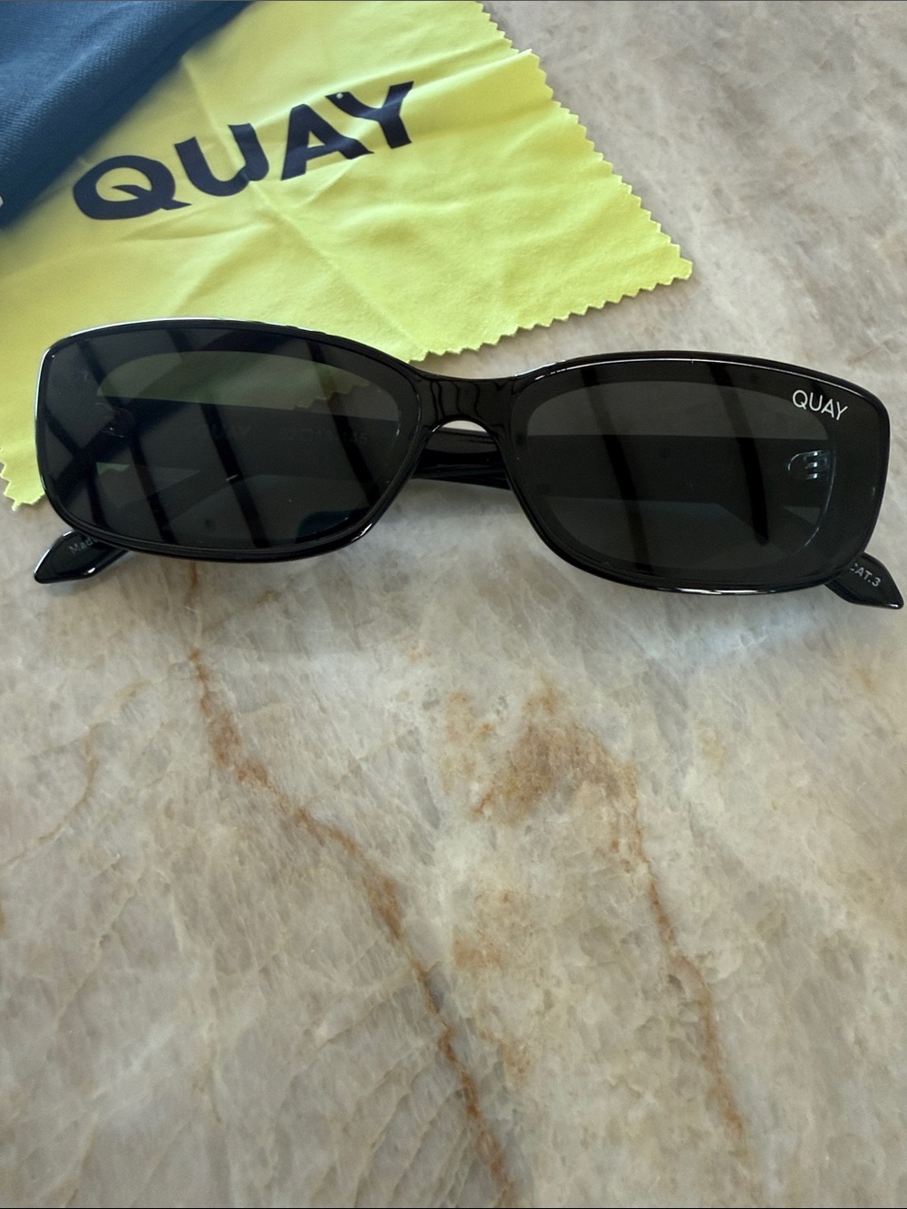 QUAY Vibe Check Black Sunglasses with Black Lenses